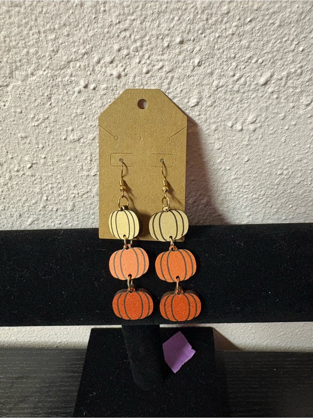 Fall Pumpkin Triple Drop Earrings Orange Cream Autumn Halloween